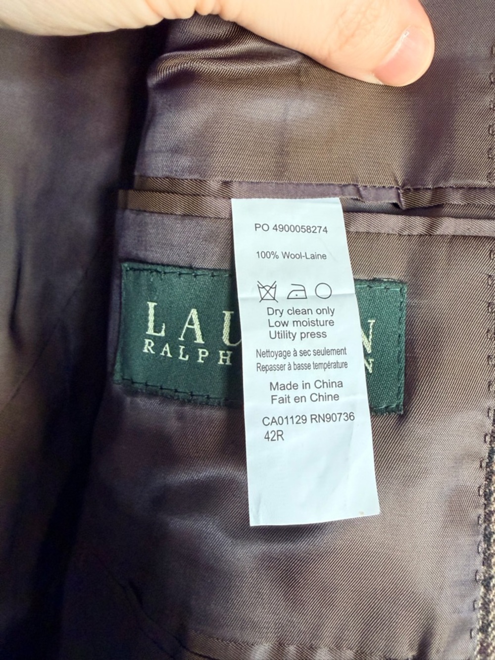 Lauren Ralph Lauren Men's Tan & Brown Houndstooth Sport Coat - Picture 5 of 8
